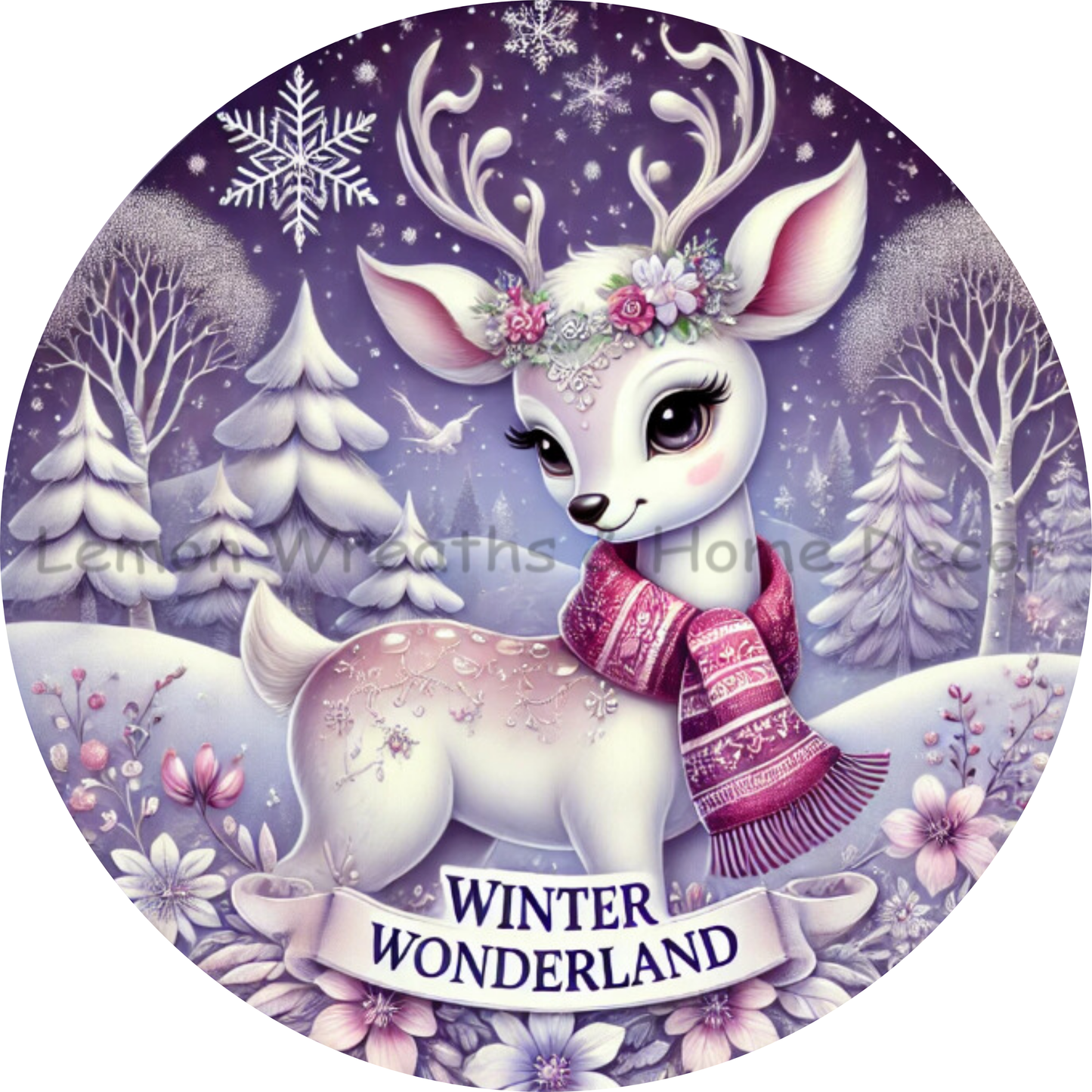 Enchanted Winter Wonderland Purple Metal Sign