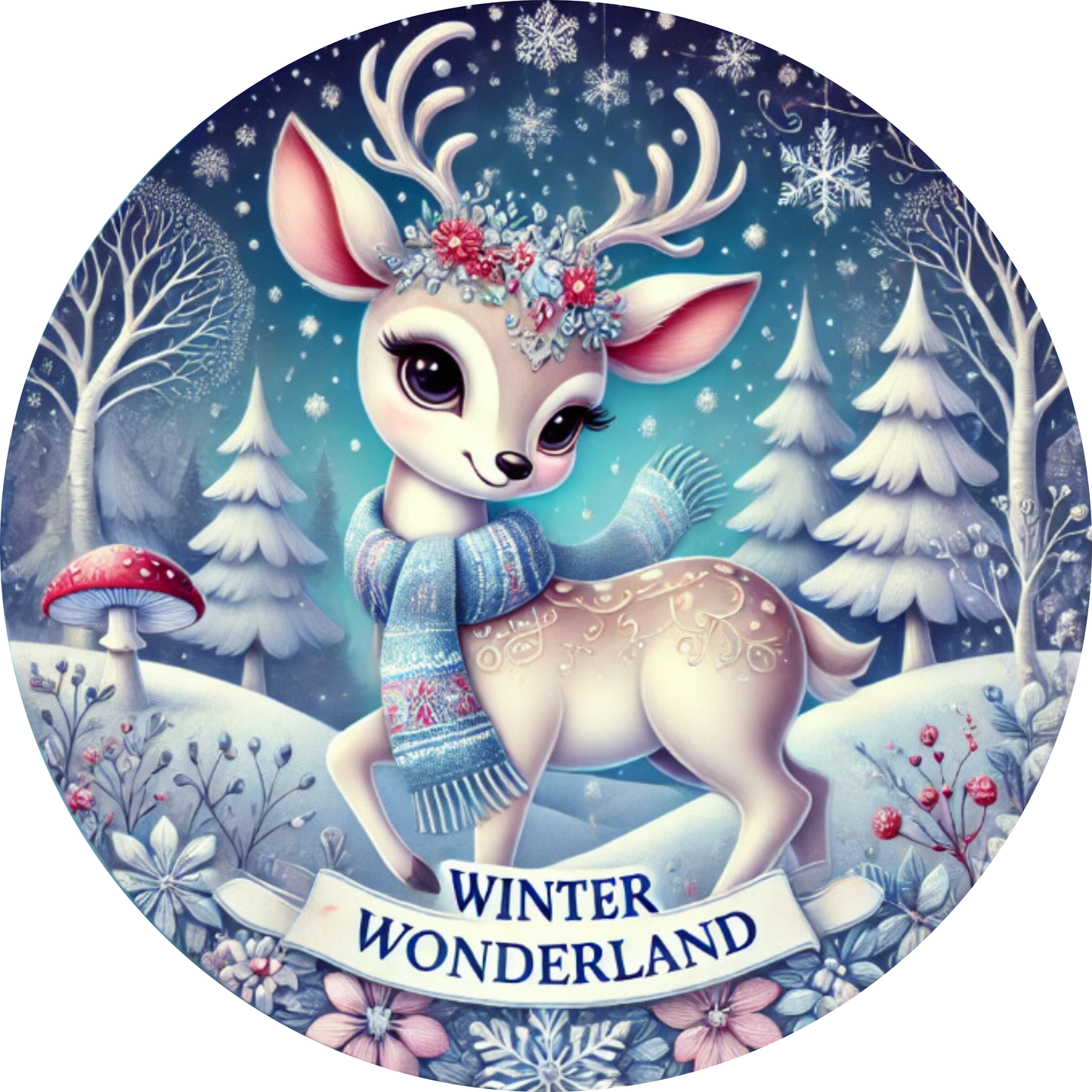 Enchanted Winter Wonderland Snow Blue Metal Sign