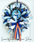 Winter Blue Snowman Wreath