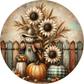 Farmhouse Scarecrow and Buffalo Plaid Pumpkins Fall Metal Sign