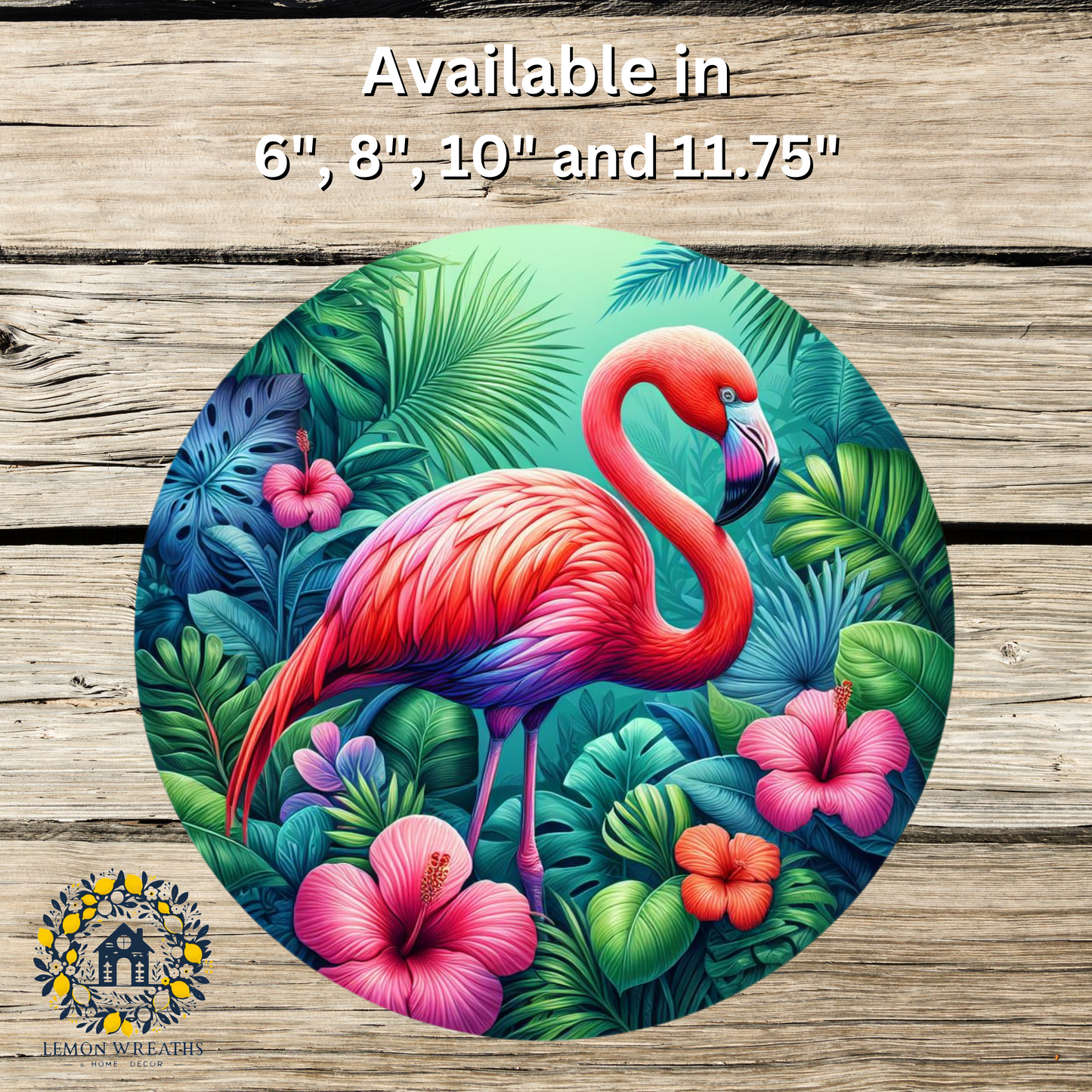 Tropical Flower Flamingo Metal Sign