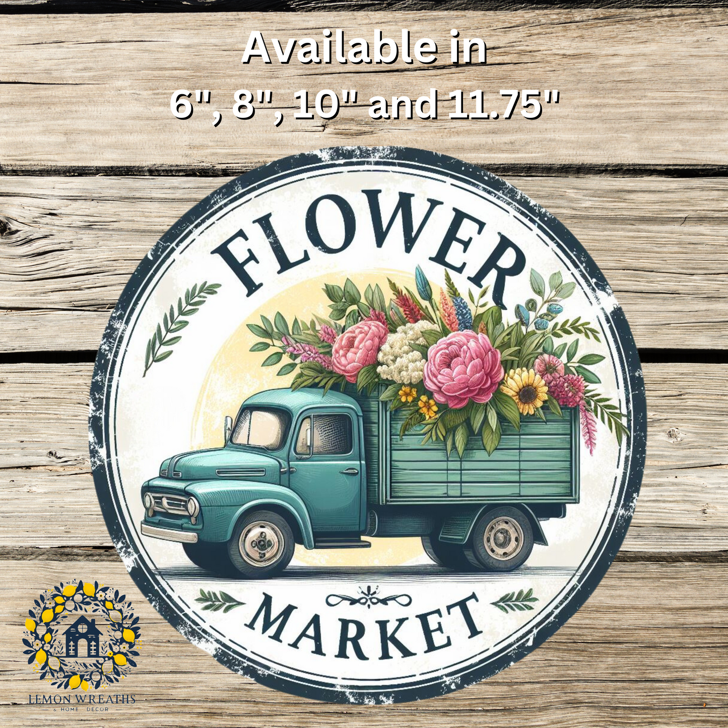 Flower Market Truck Metal Sign
