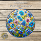 Forget Me Not Flowers Faux Stained Glass Metal Sign