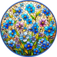 Forget Me Not Flowers Faux Stained Glass Metal Sign