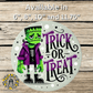 Frankie's Funky Trick or Treat Metal Sign