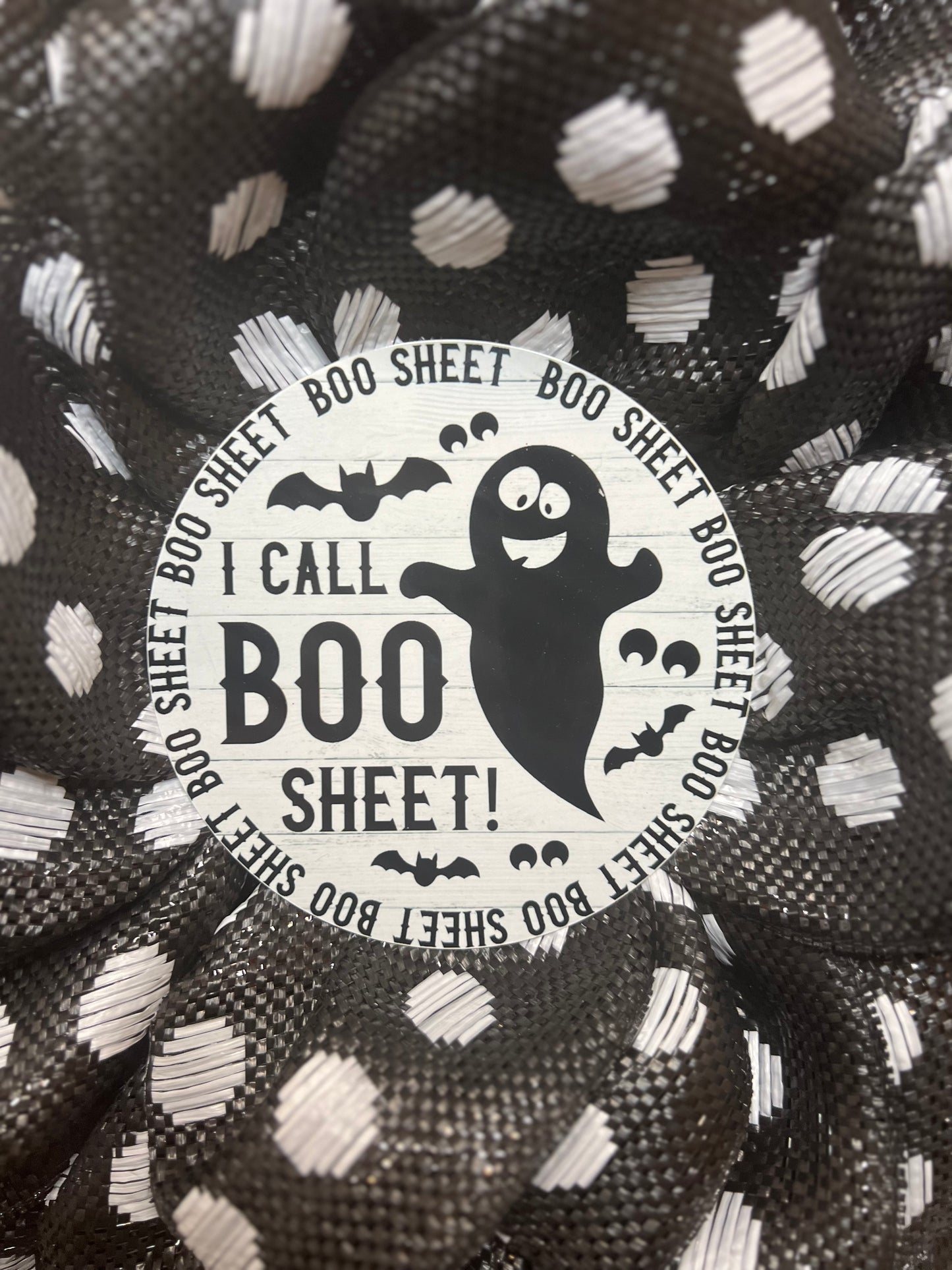 I Call Boo Sheet Polka Dot Ghost Wreath