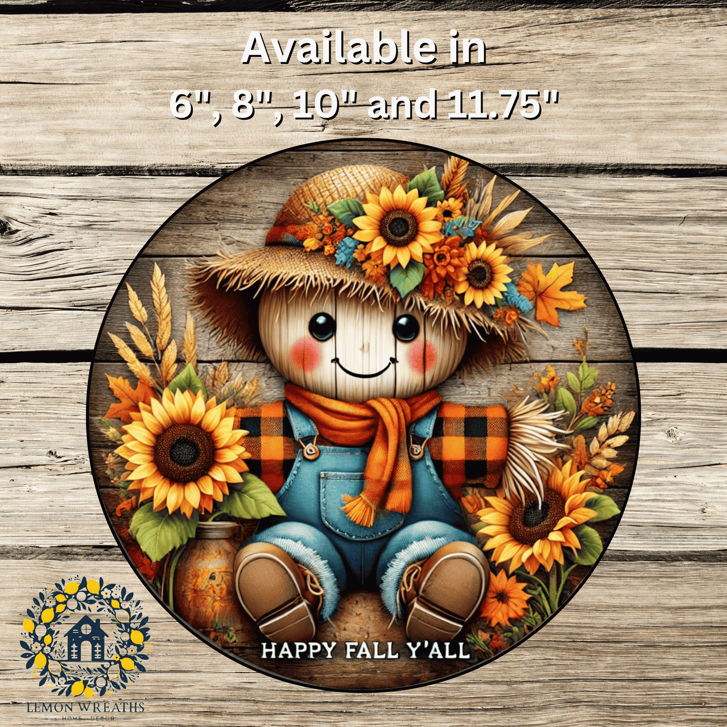 Happy Fall Ya'll Harvest Scarecrow Metal Sign