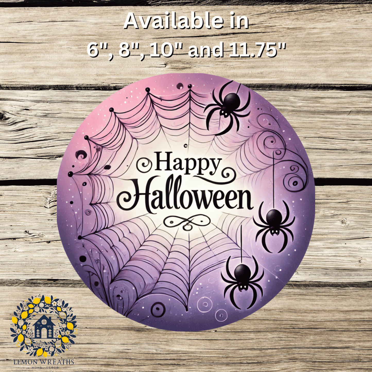 Happy Halloween Purple Spider Web Metal Sign