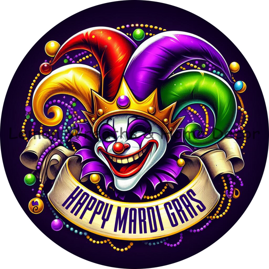 Happy Mardi Gras Clown Jester Metal Sign