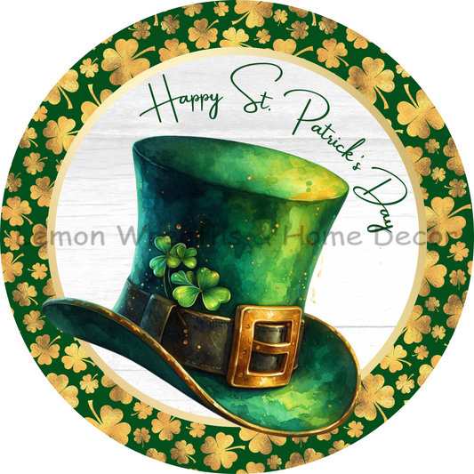 Happy St. Patrick's Day Leprechaun Hat Metal Sign