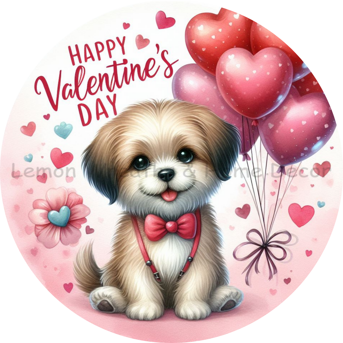 Happy Valentine's Day Puppy Suspenders Metal Sign