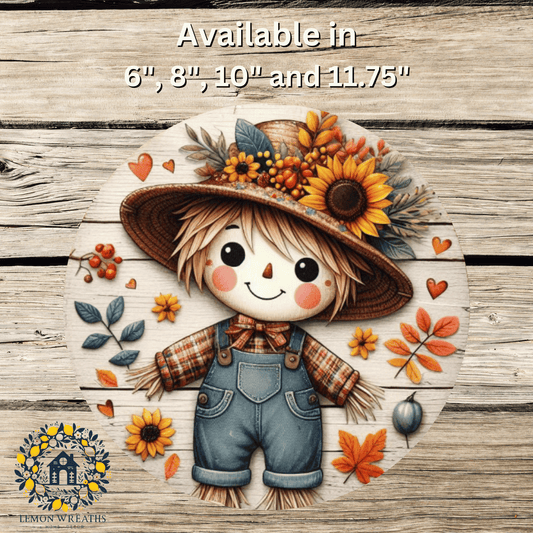 Harvest Smiles Scarecrow Boy Metal Sign