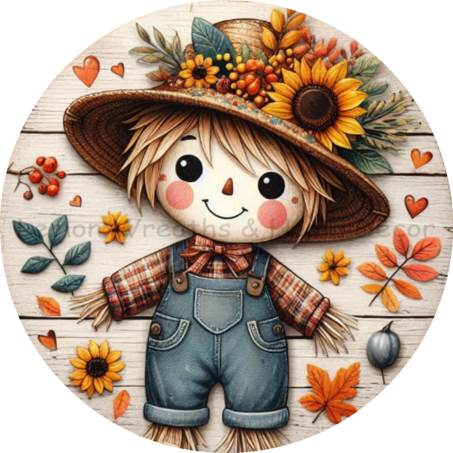 Harvest Smiles Scarecrow Boy Metal Sign