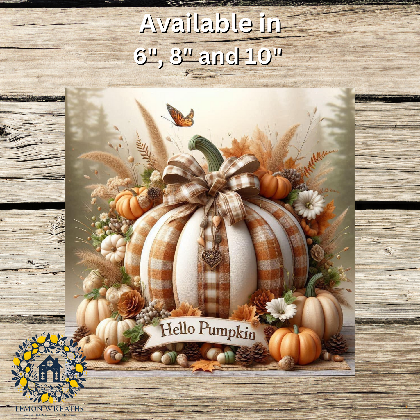 Hello Pumpkin Plaid Paradise Metal Sign