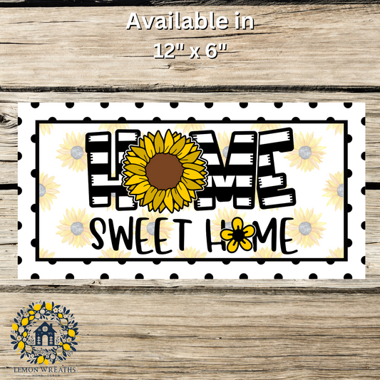 Home Sweet Home Sunflowers and Polka Dots Metal Sign