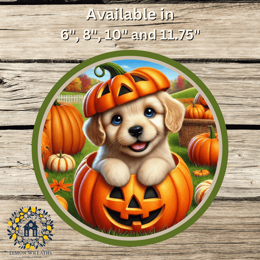 Pumpkin Puppy Halloween Metal Sign