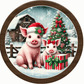 Holiday Hogs On The Farm Metal Sign