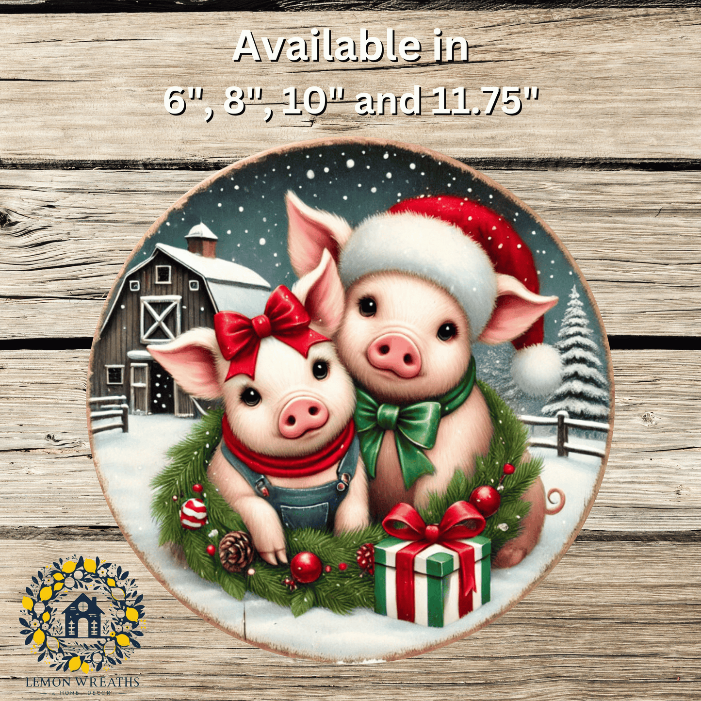 Piggy Christmas Duo Metal Sign