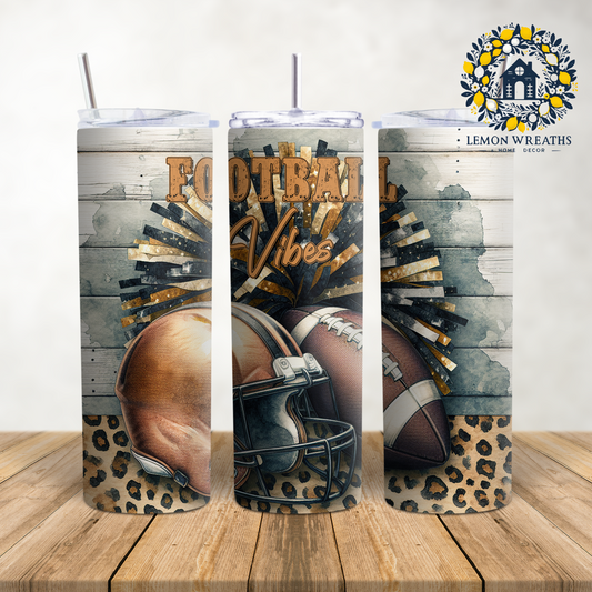 Football Vibes Leopard Print 20oz Tumbler