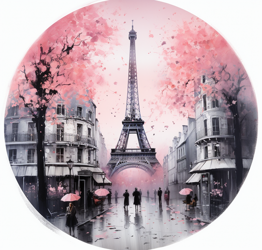 Watercolor Eiffel Tower Pink Metal Sign