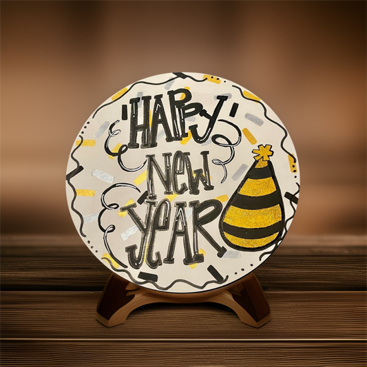 Happy New Year Handpainted Wood Sign 12”