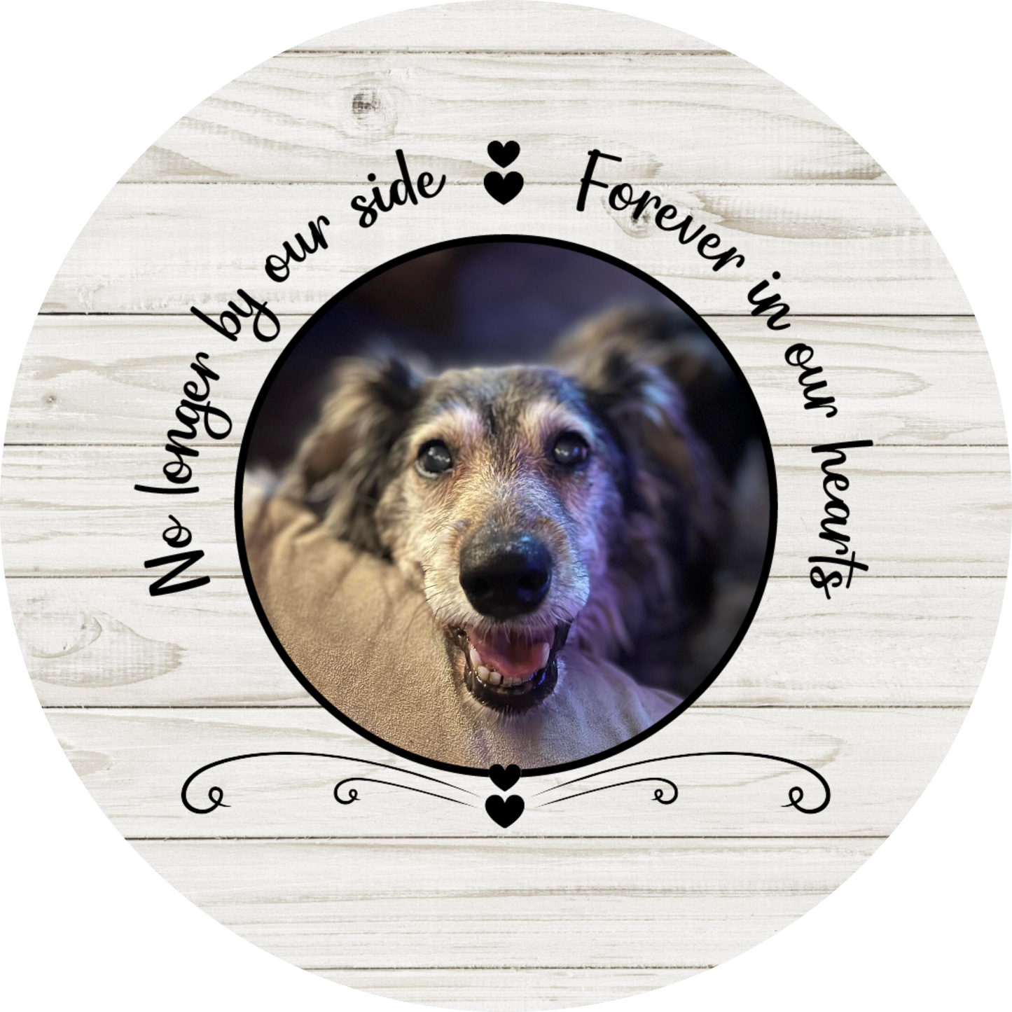 PHOTO MUST BE EMAILED - No Longer By Our Side Forever In Our Hearts Personalized Metal Sign