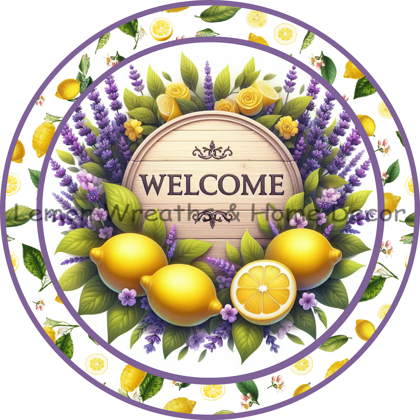 Lemons and Lavender Welcome Metal Sign