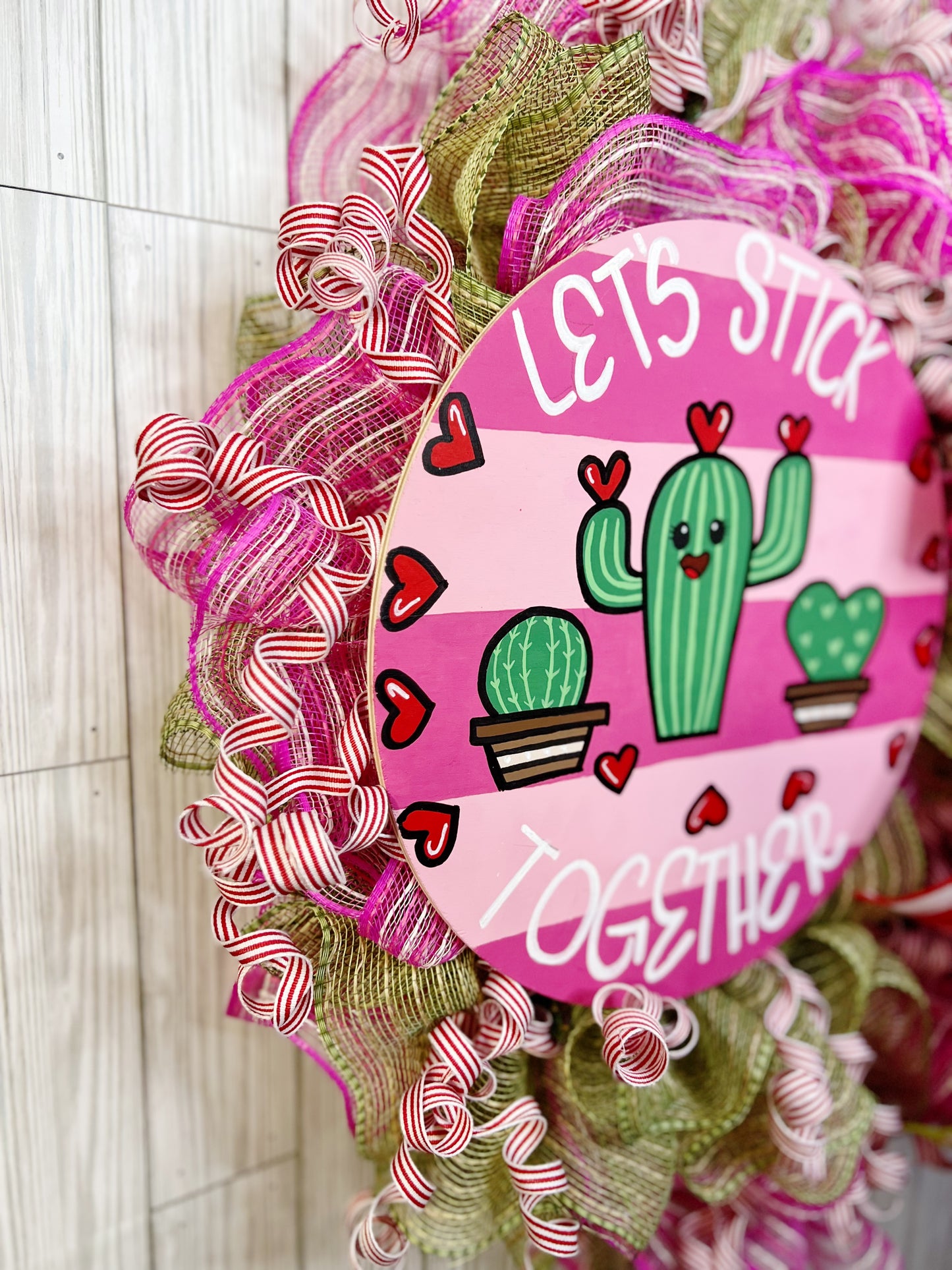 Let’s Stick Together Cactus Wreath