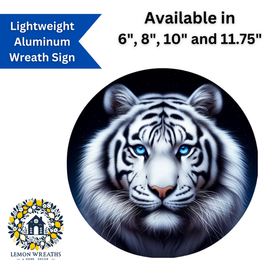 White Bengal Tiger Blue Eyes Metal Sign