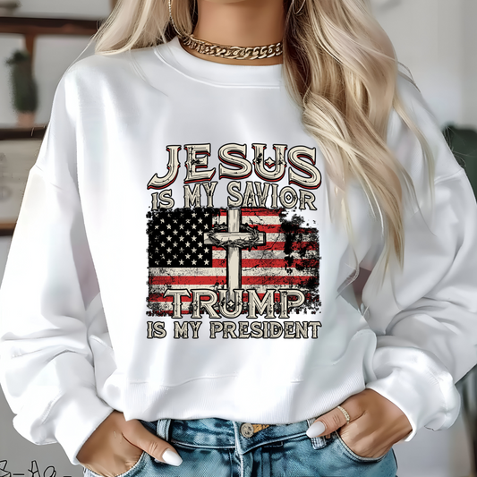 Jesus Is My Savior Trump Is My President Unisex Crewneck Sweatshirt