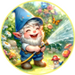 Laughing Gnome Watering Flowers Metal Sign