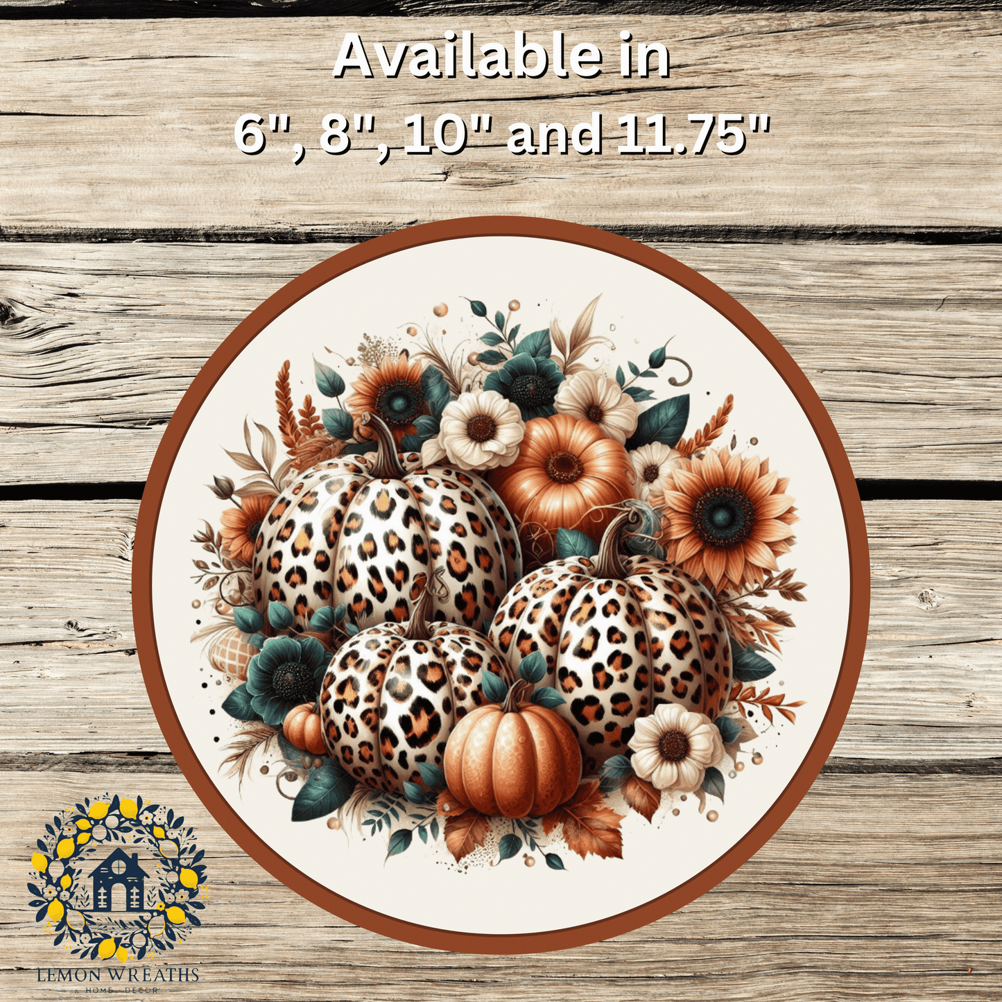 Leopard Print Fall Pumpkins Metal Sign