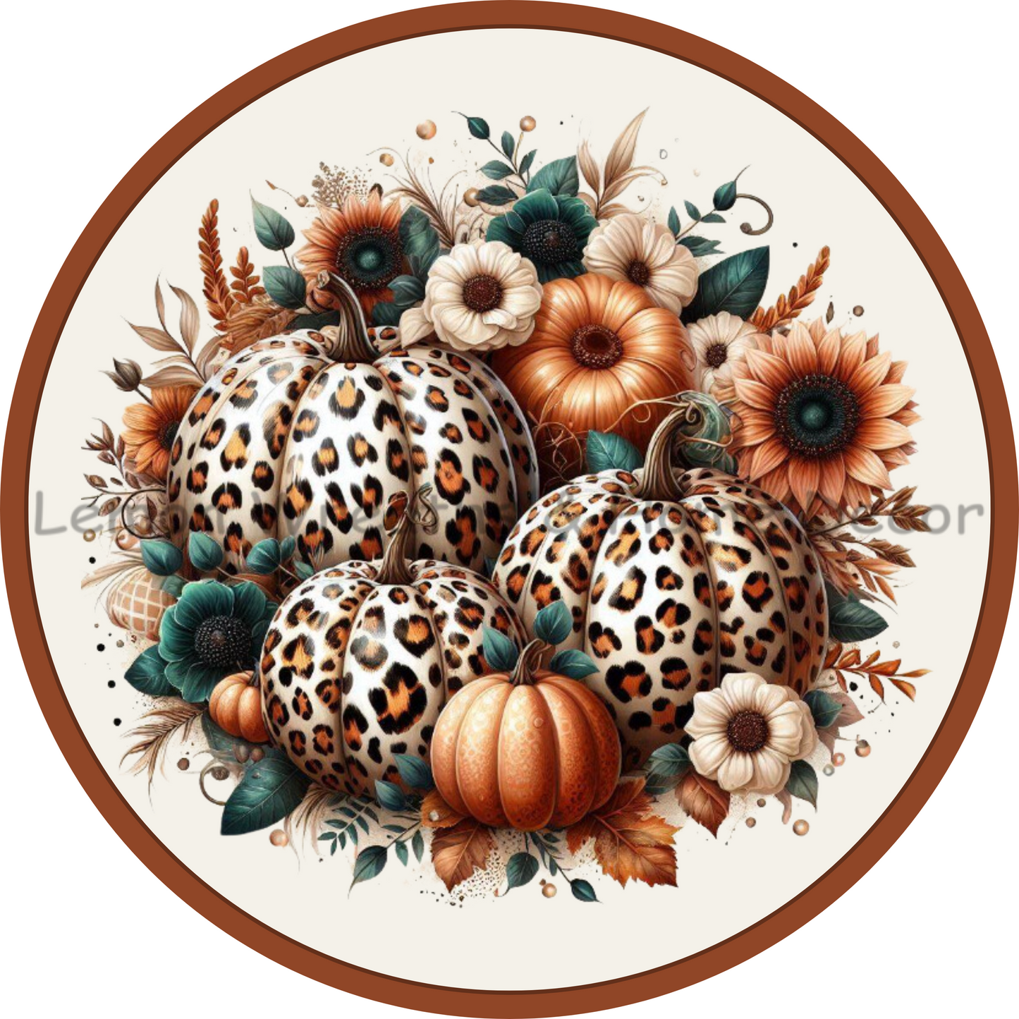 Leopard Print Fall Pumpkins Metal Sign