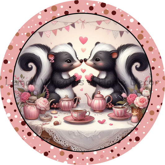 Love Skunks Tea Party Metal Sign