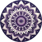 Mandala Flower Center Purple and White Metal Sign