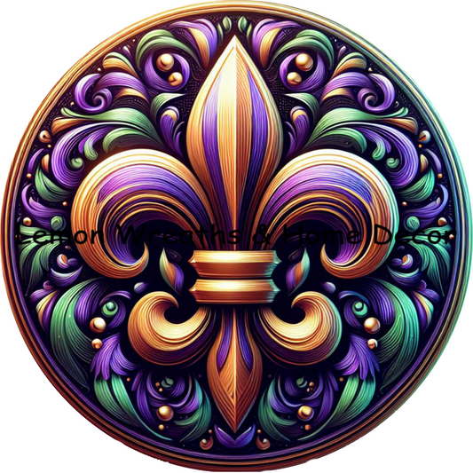 Mardi Gras Fleur de Lis Metal Sign