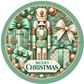 Merry Christmas Nutcracker Mint Green & Gold Metal Sign