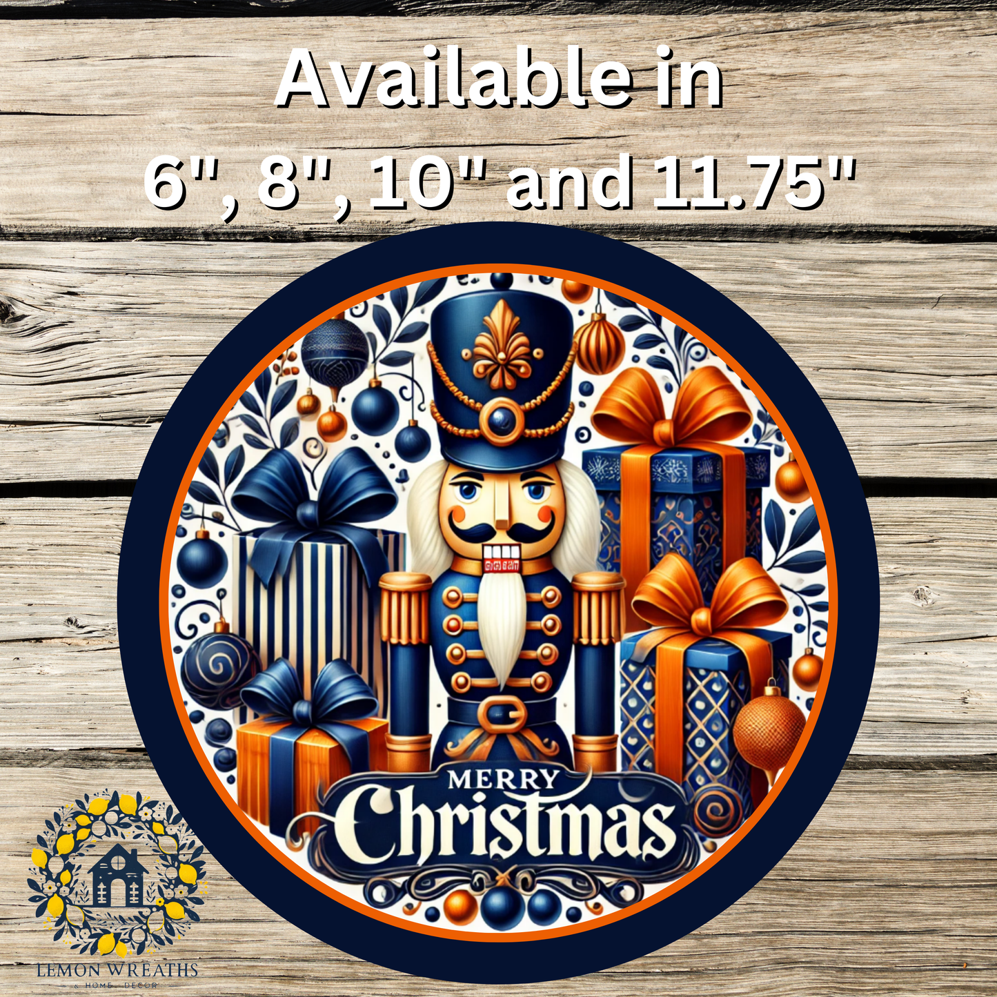 Merry Christmas Nutcracker Navy Blue & Copper Metal Sign