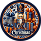 Merry Christmas Nutcracker Navy Blue & Copper Metal Sign