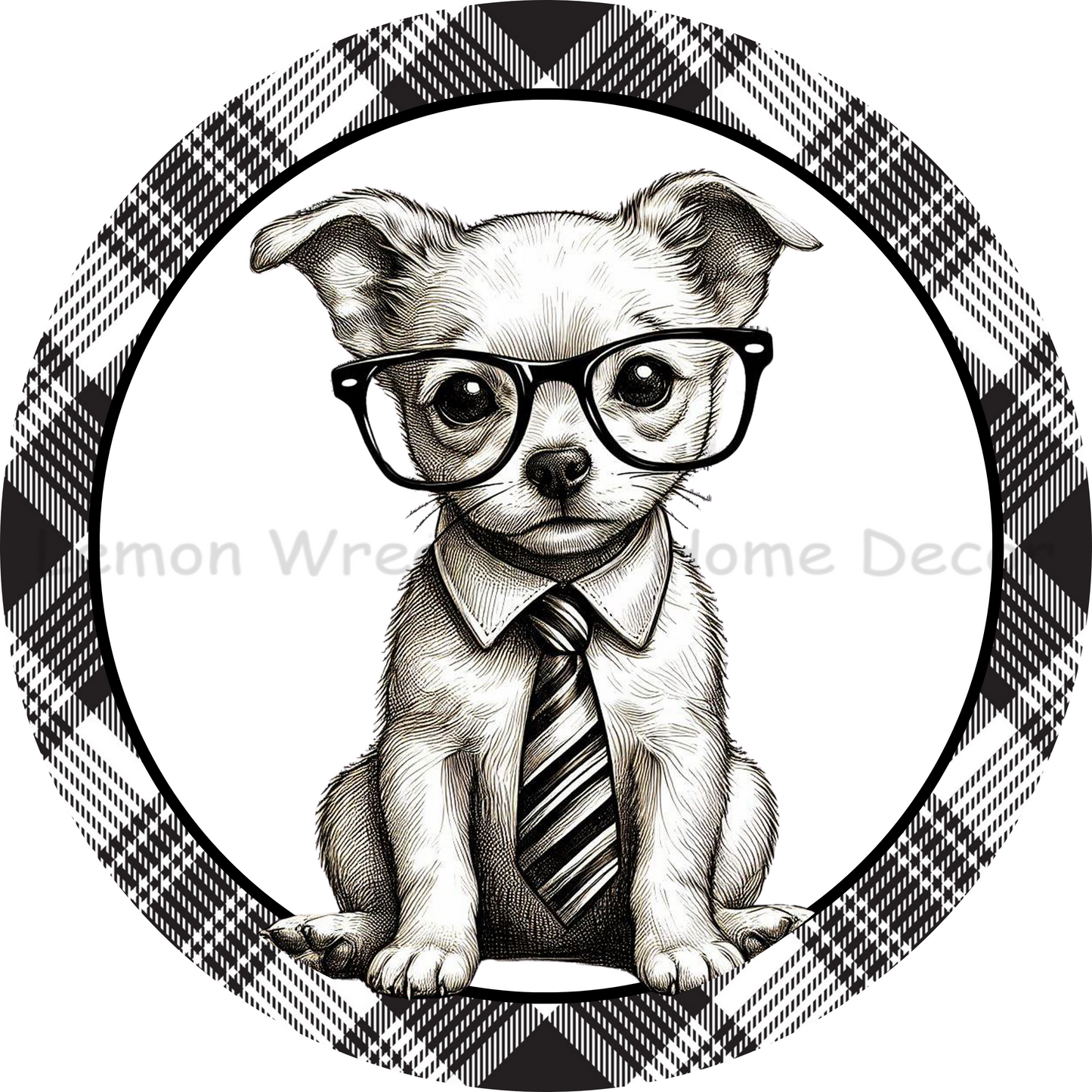 Monochrome Chihuahua Wearing Glasses Metal Sign