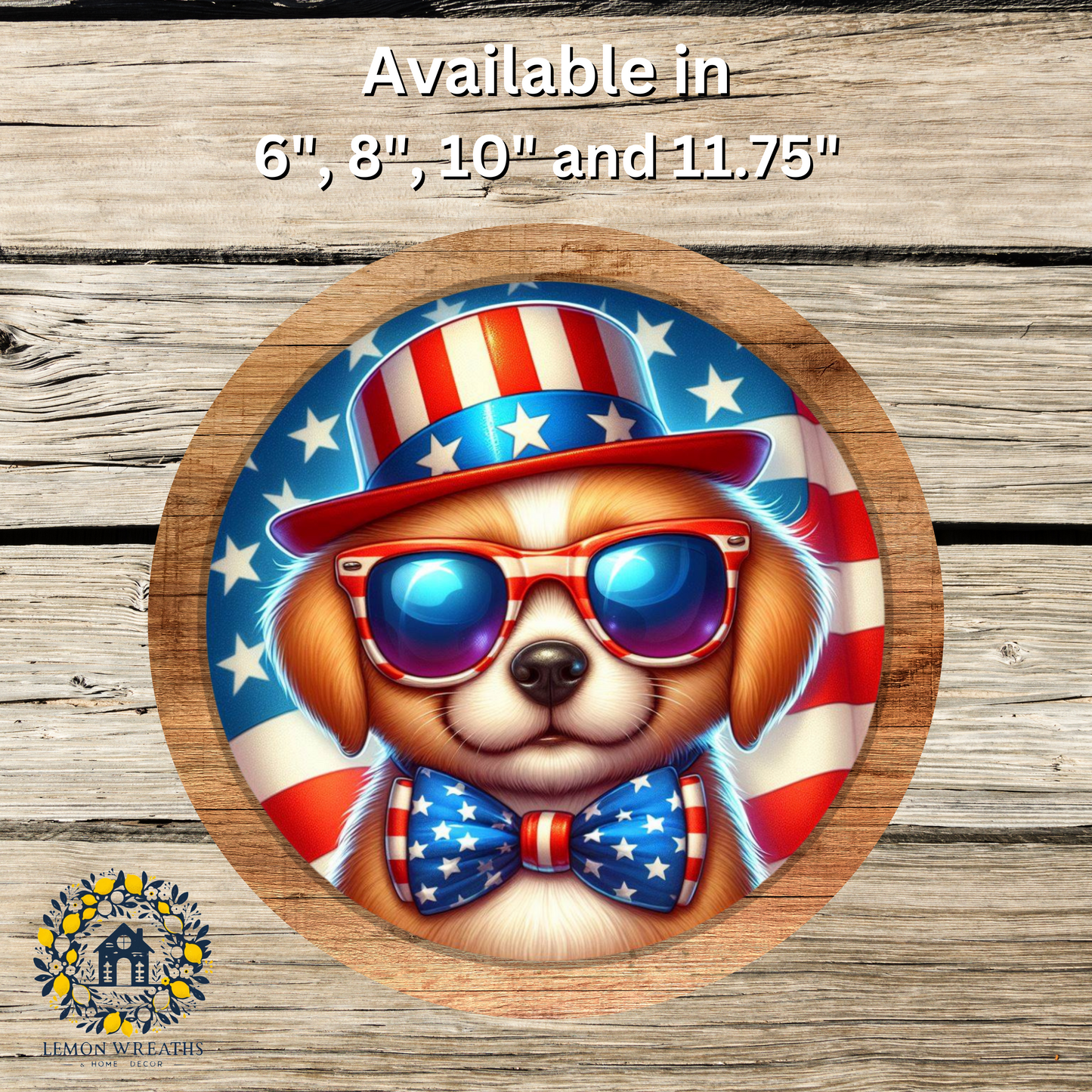 Patriotic Cartoon Dog Wearing Sunglasses Metal Sign