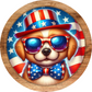 Patriotic Cartoon Dog Wearing Sunglasses Metal Sign