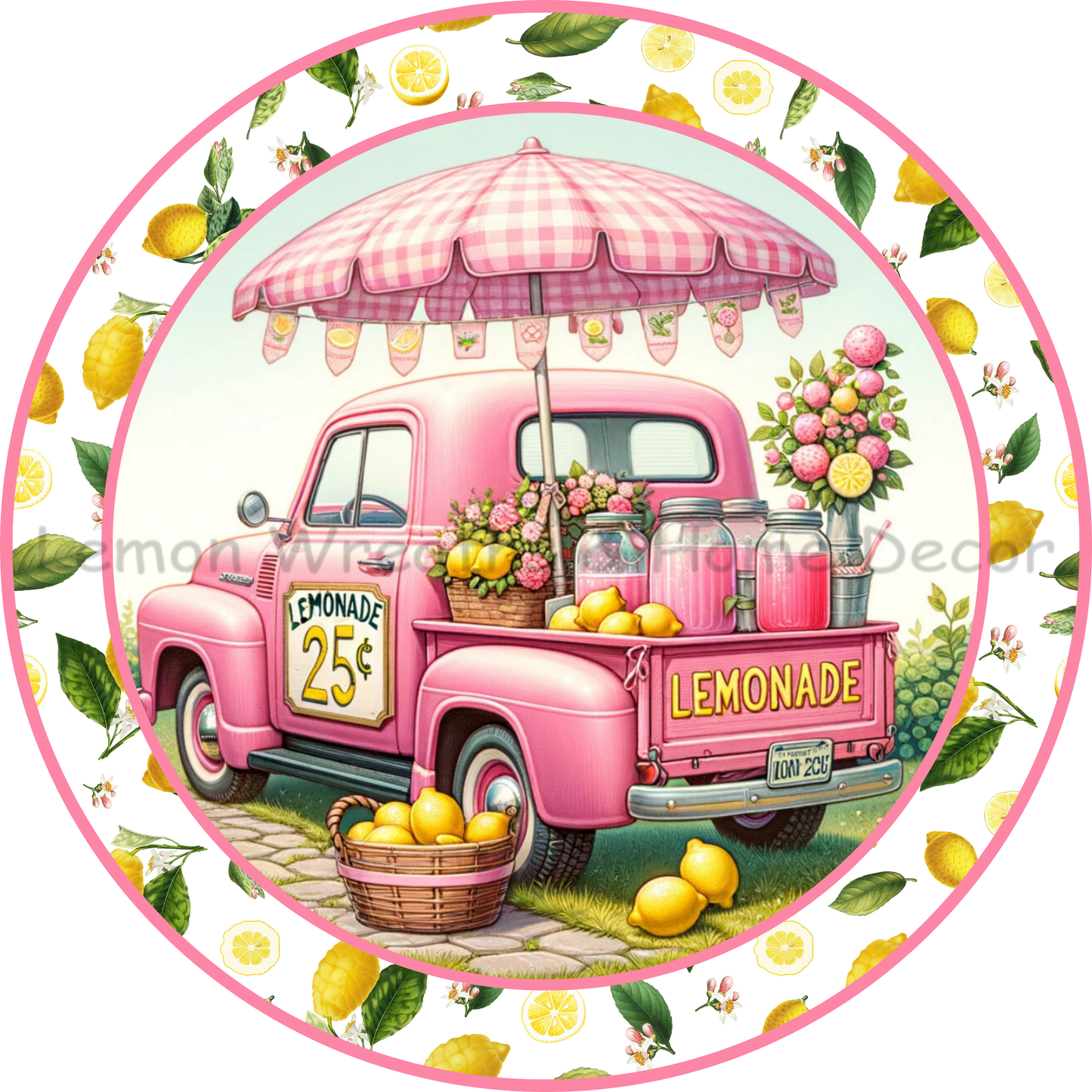 Pink Lemonade Truck Metal Sign