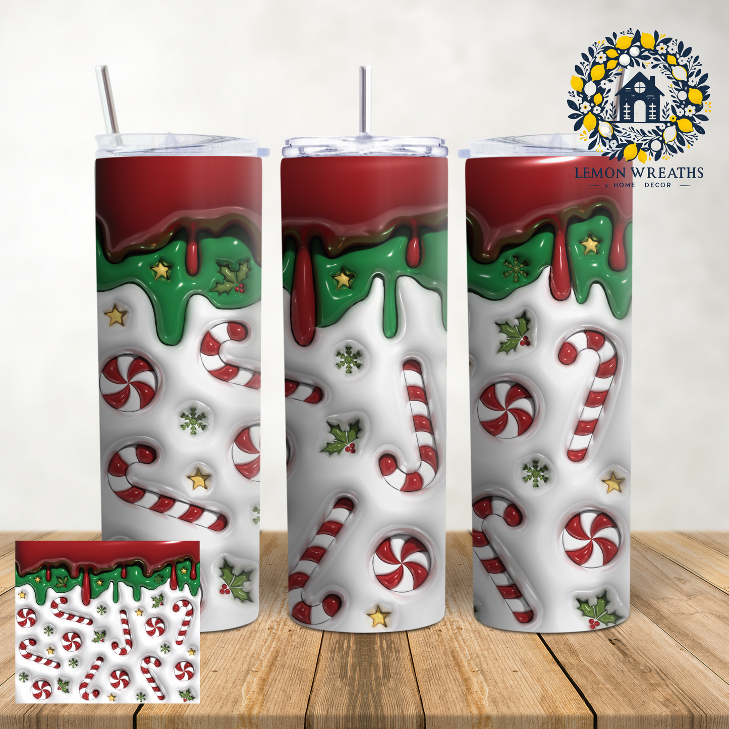 Puffy Candy Cane Christmas 20oz Tumbler (Copy)