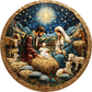 Radiant Night Nativity Scene Metal Sign