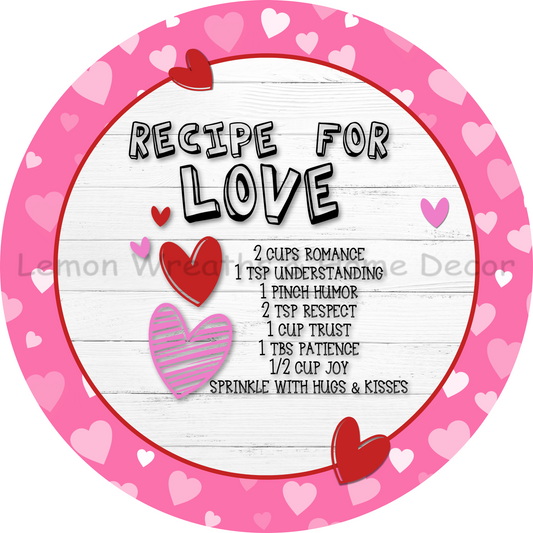 Recipe For Love Metal Sign