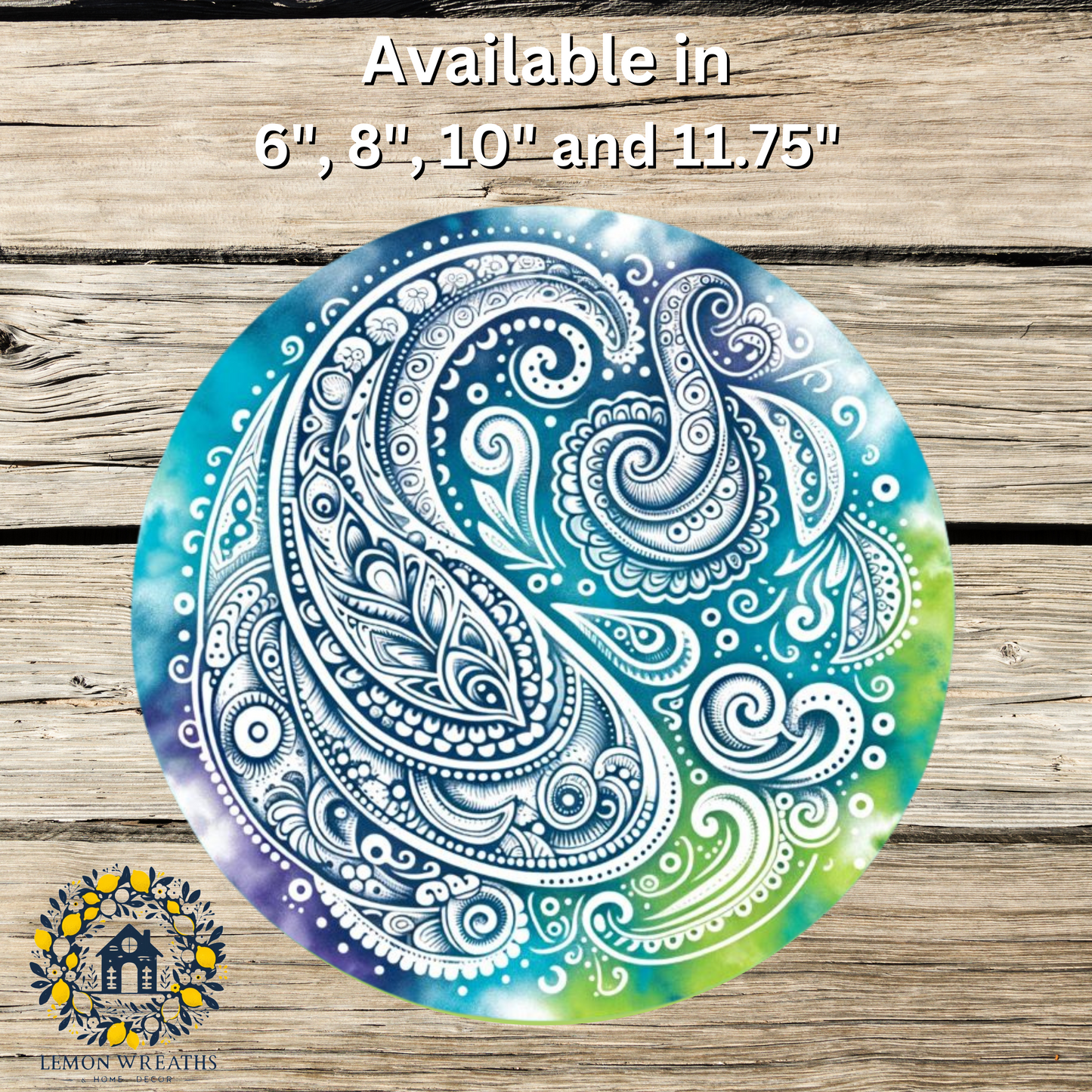 Tie Dye Paisley Lime Green and Teal Metal Sign
