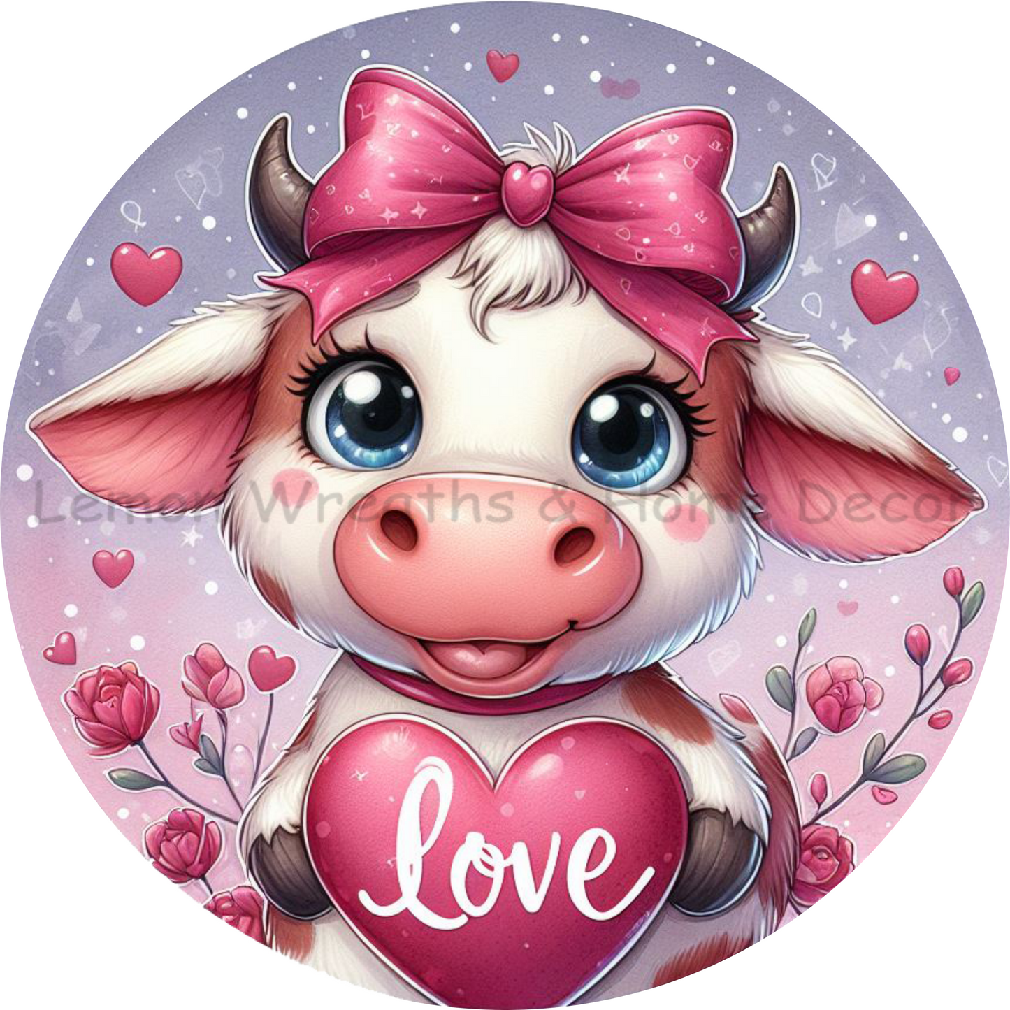 Valentine Love Cow Metal Sign