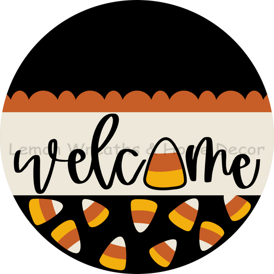 Welcome Candy Corn Metal Sign