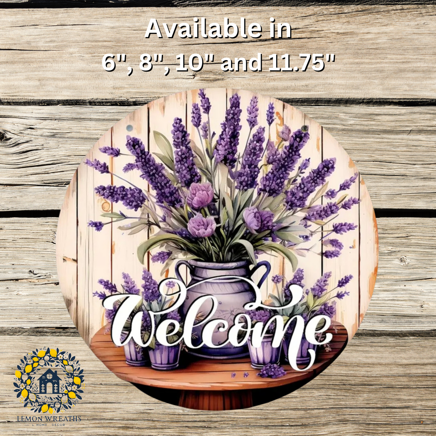 Welcome Lavender Flower in Watering Can Metal Sign